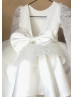 Ivory Glitter Lace Satin V Back Dream Flower Girl Dress